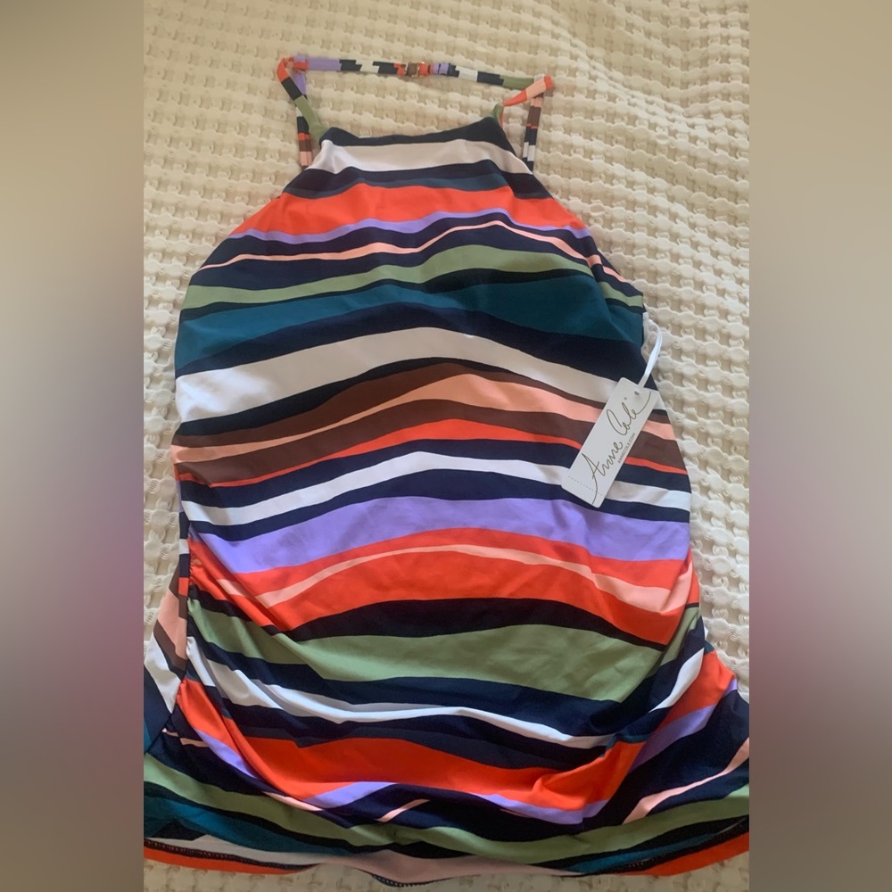 Brand new Anne Cole tankini size Large. Multi colored striped top.